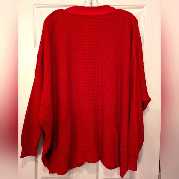 Anthropologie COINCIDENCE CHANCE red cable knit chanky button Cardigan sweater M - Picture 2 of 8